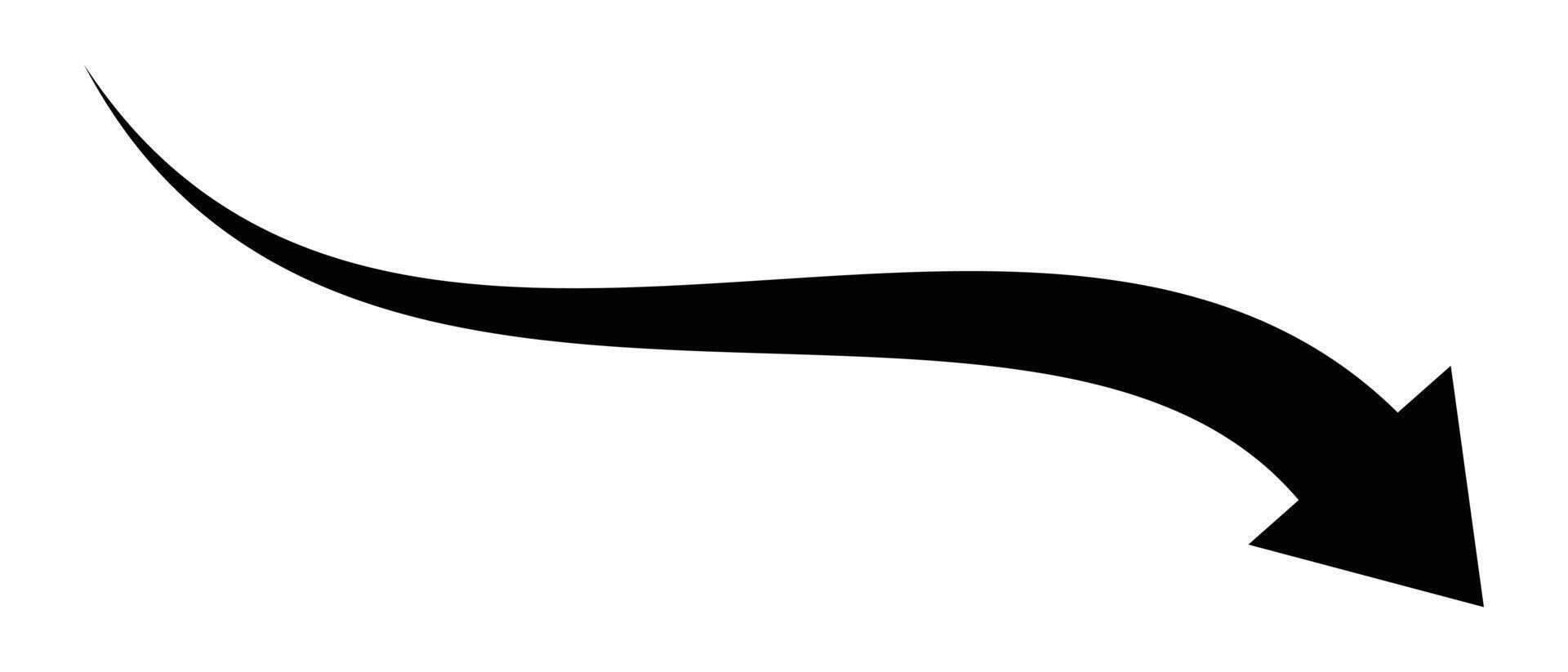 Long arrow icon. Black arrow isolated on white background. Black long arrow to the right. vector