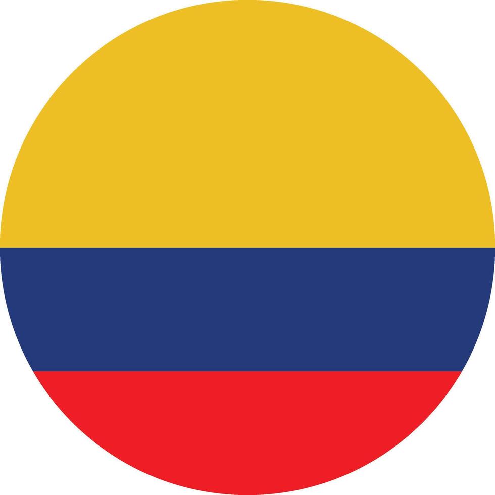 Flag of Columbia. Colombia flag in circle shape. Columbia national flag icon. vector