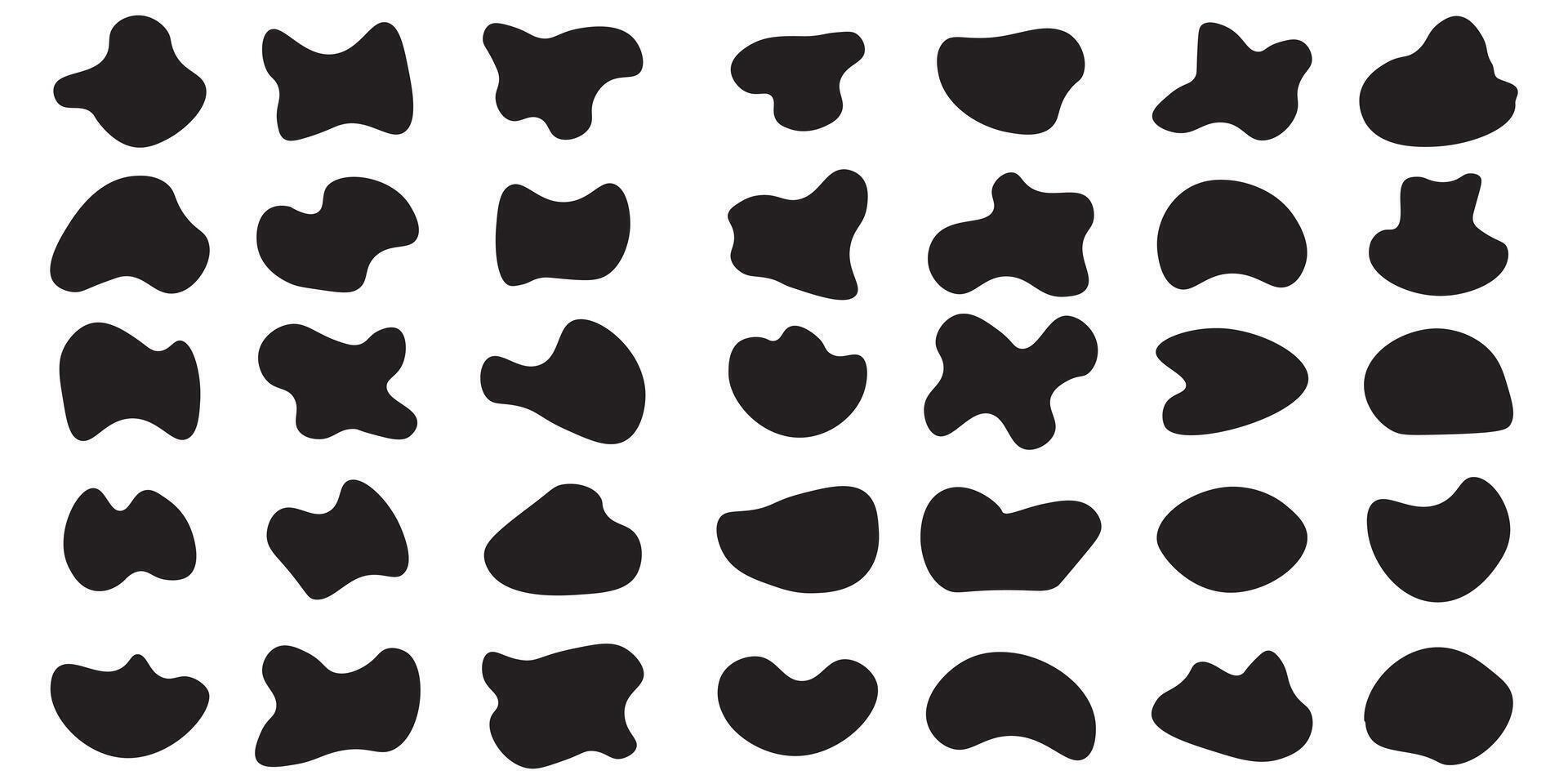 Blob shape organic set. liquid shadows random shapes. Random black cube drops simple shapes. Collection forms for design and paint liquid black vector