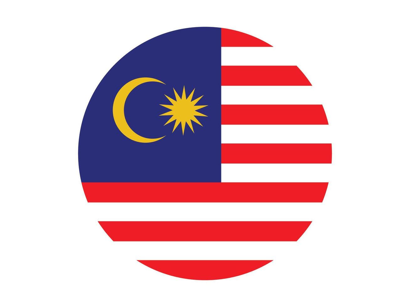 Circle badge Malaysia flag button . Round Malaysia flag icon. vector