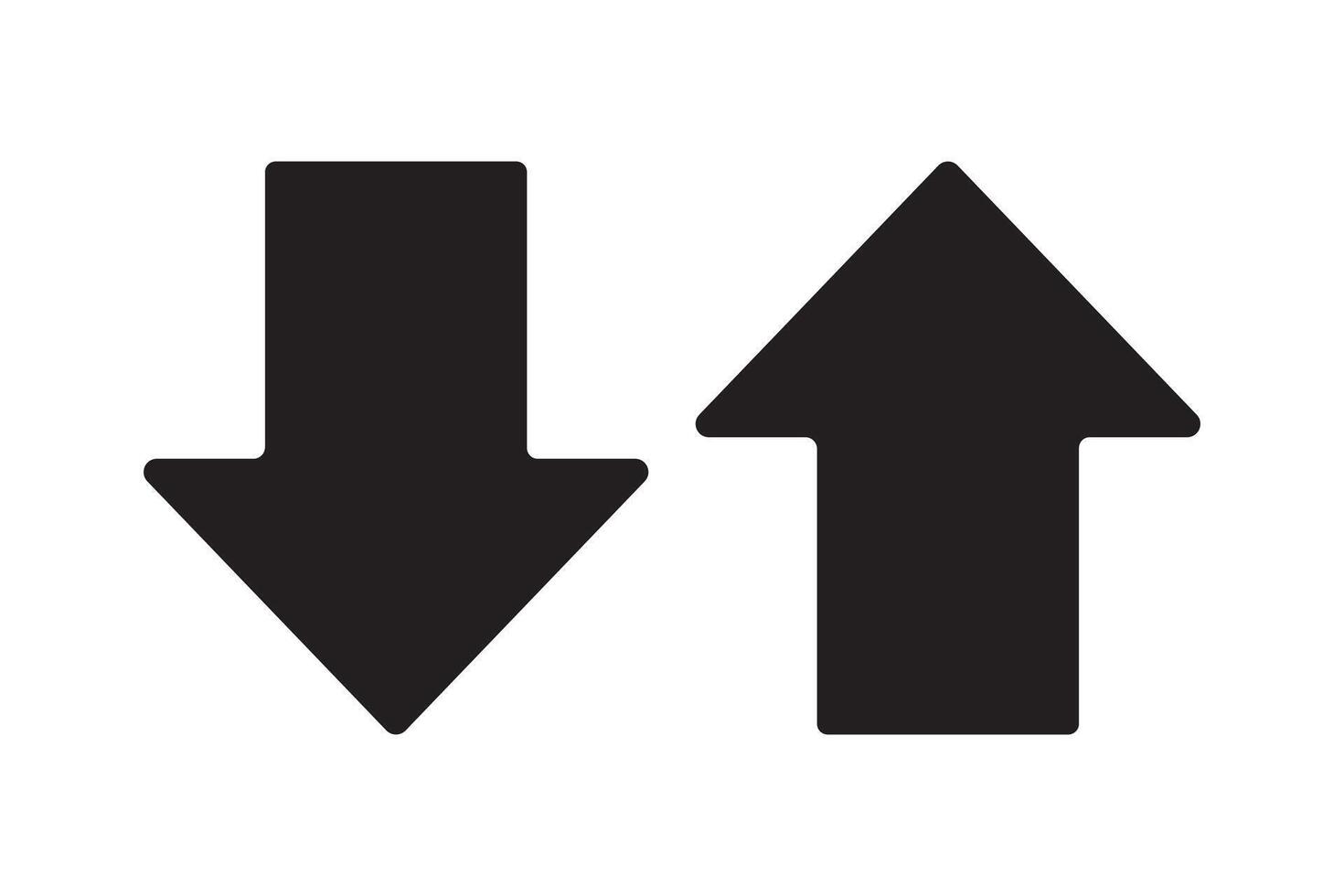 up and down arrows icon , Black large two way downward pointing solid arrow icon sketched. vector