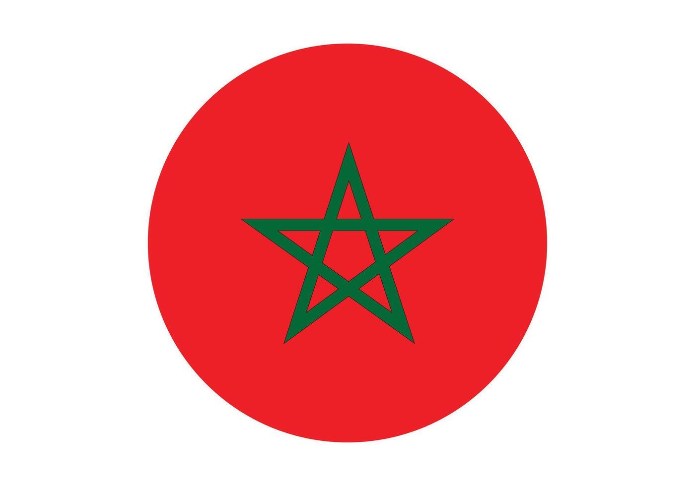 Morocco national flag . Flag of Morocco. Morocco circle flag. Round of Morocco flag. vector