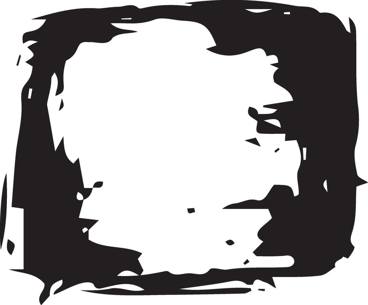 Abstract black ink splash on a white background. Concept of artistic brush stroke, grunge frame, creative border, design element vector