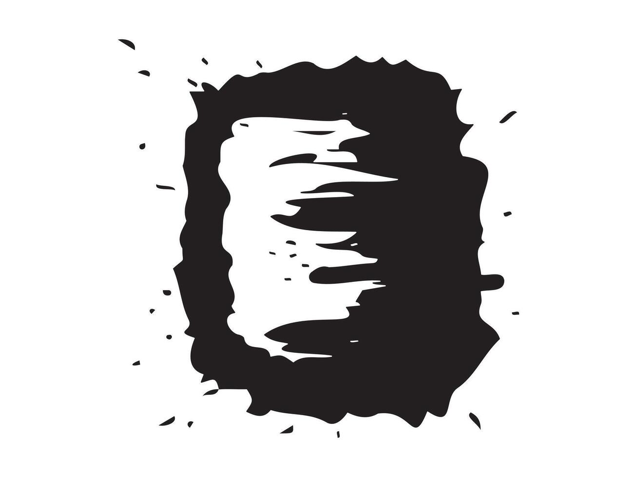 Black abstract paint splatter isolated on a white background. Concept of artistic design, ink blot, grunge style, creative element. Print, icon, design detail vector
