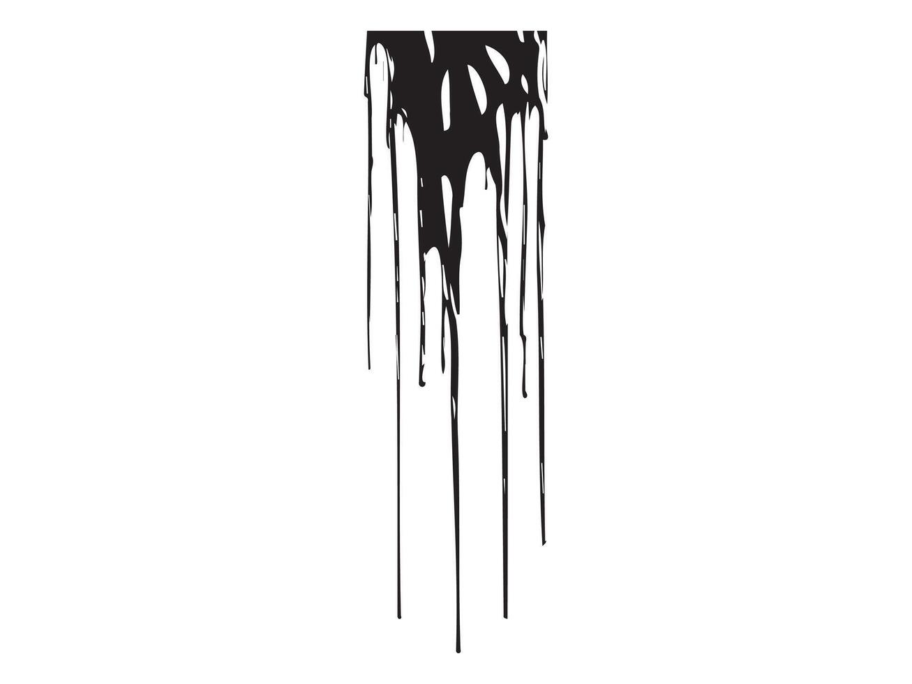 Black dripping paint silhouette isolated on white. Concept of abstract design, liquid art, contemporary style, and graphic element vector