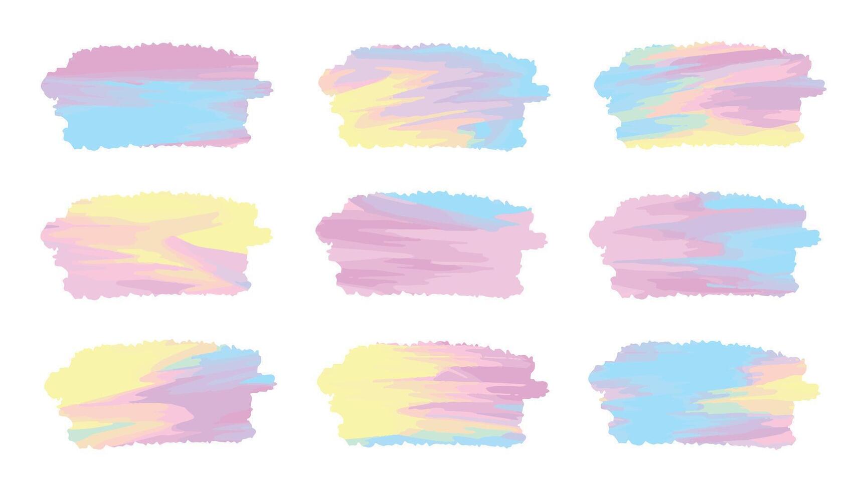 Set of colorful pastel-colored abstract paint brush strokes bubbles isolated on a white background. Concept of creative design, artistic backgrounds, abstract design elements. Copy space vector