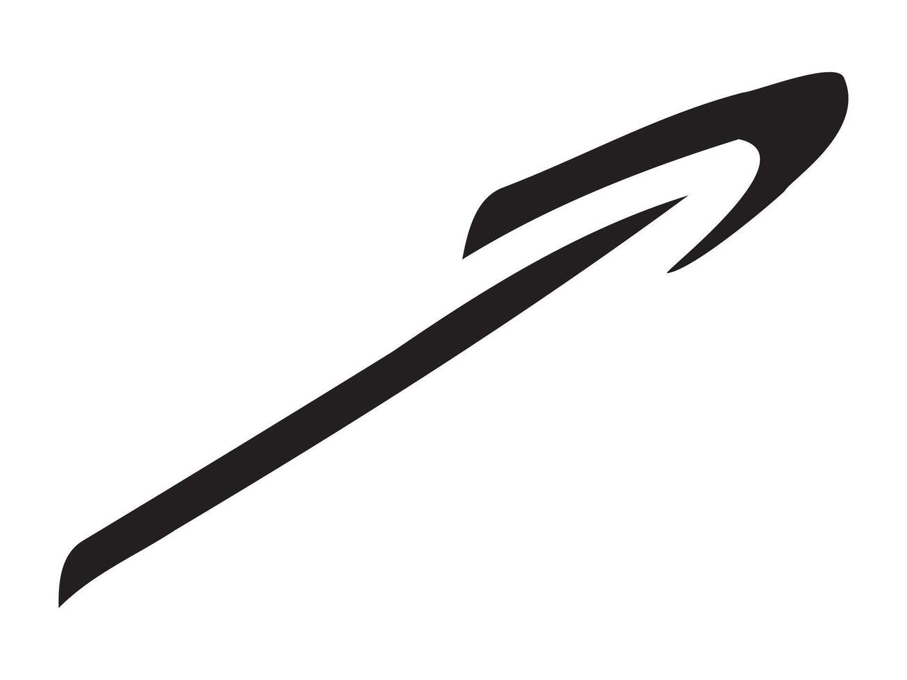 Hand-drawn straight volumetric black arrow isolated on a white background. Concept of direction, navigation, pointers, movement. Design element, symbol, and sign. Doodle style, sketch vector