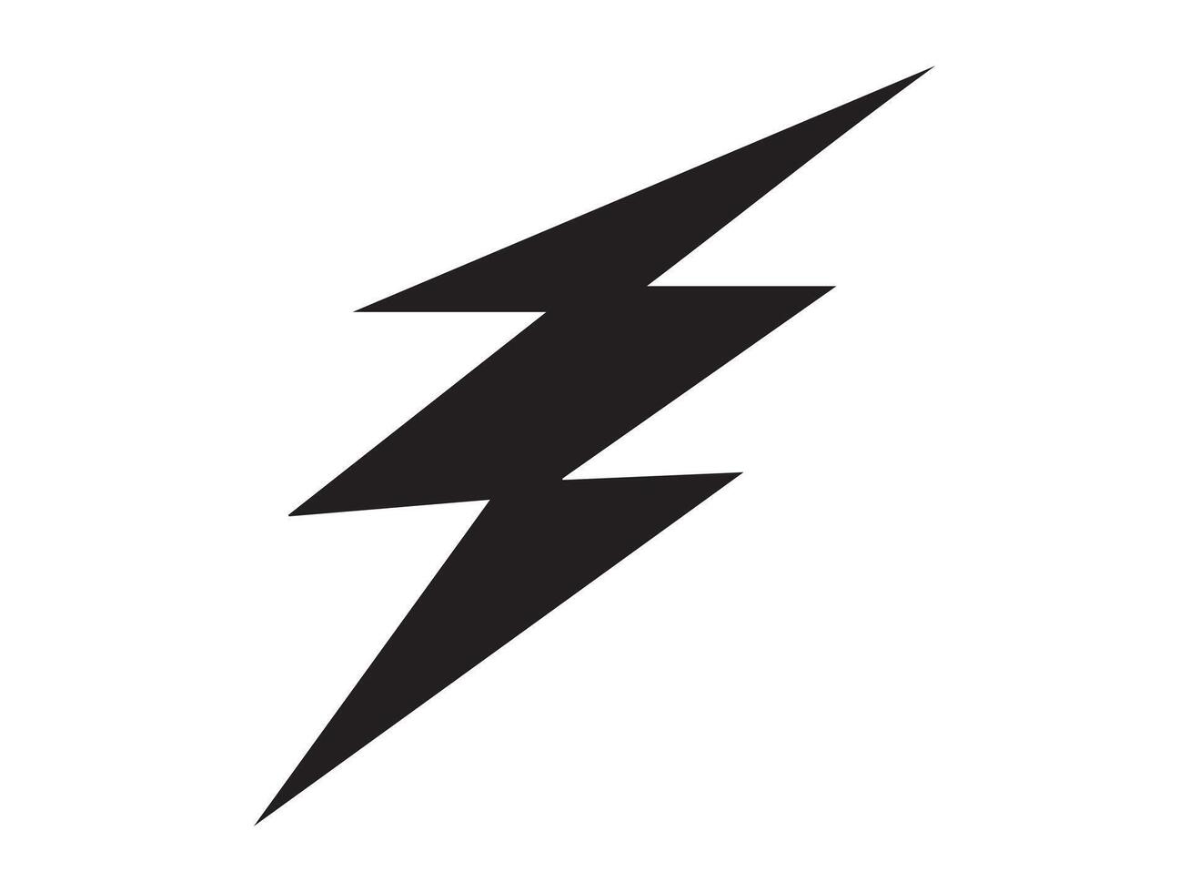 Black silhouette of a lightning bolt isolated on a white background. Concept of electricity, power, thunderstorm, minimalistic design. Print, icon, design element vector