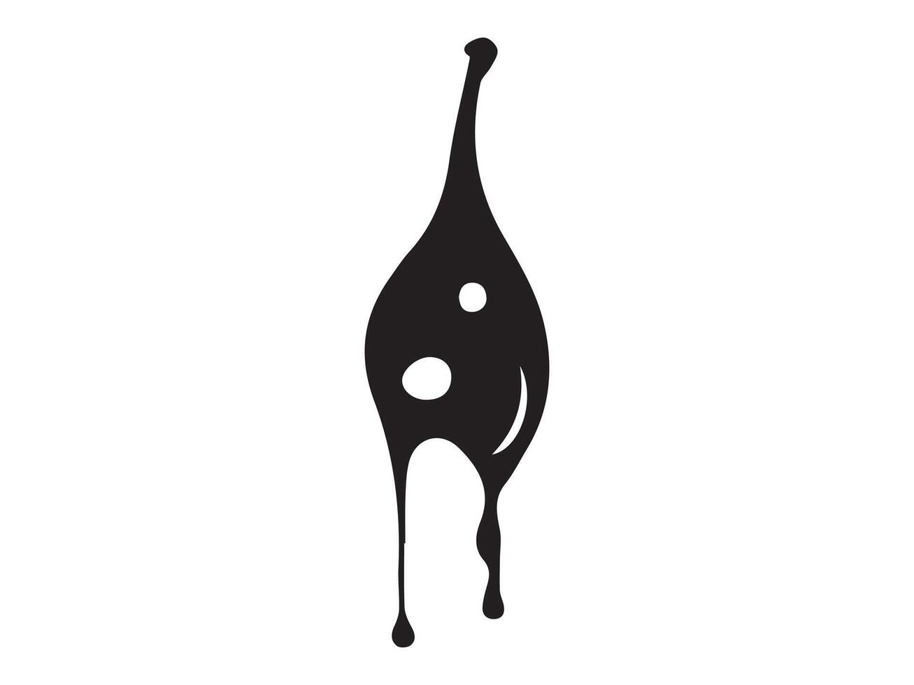 Black silhouette of a droplet isolated on a white background. Concept of liquid, drop, abstract shape, minimalist style, fluid design element vector
