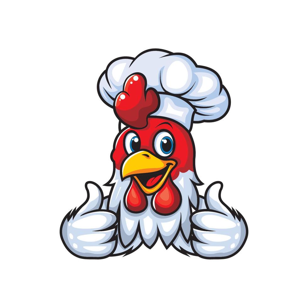 MASCOT CHEF CHICKEN CUTE LOGO DESIGN vector