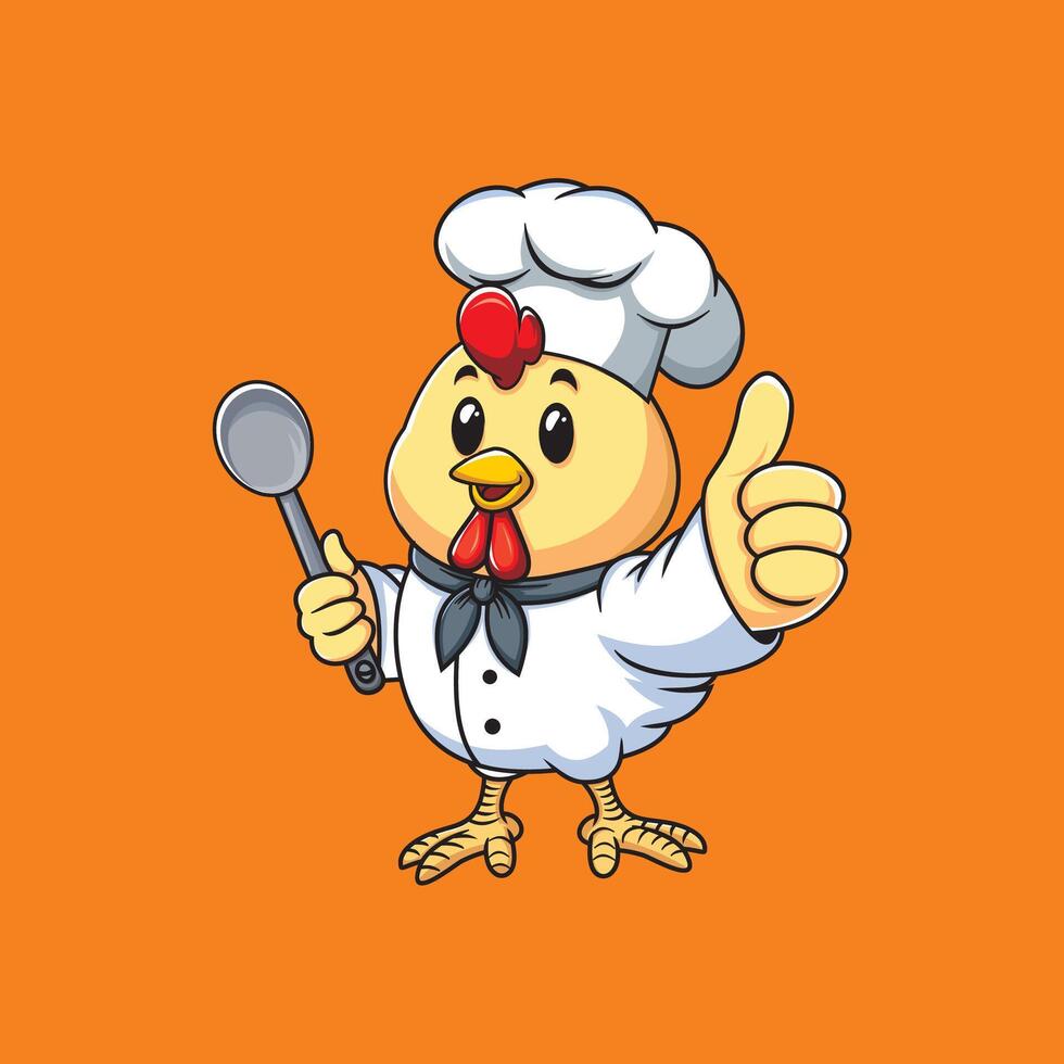 MASCOT CARTOON CUTE CHICKEN CHEF LOGO DESIGN TEMPLATE vector