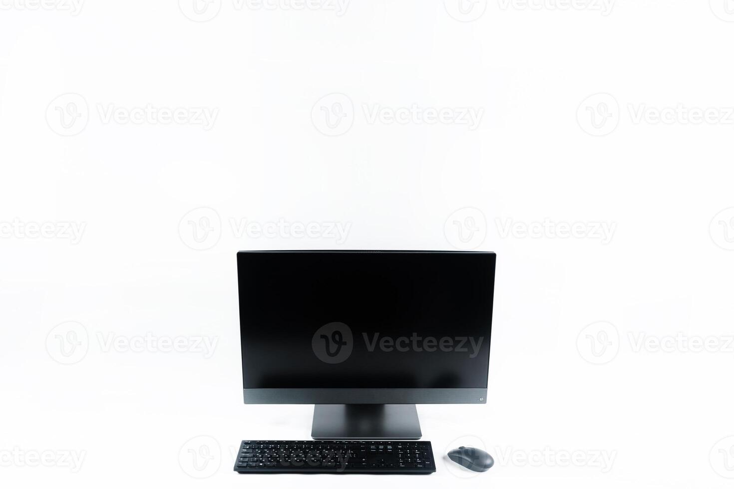 monoblock with keyboard and mouse on a white background.The computer is on white isolate photo