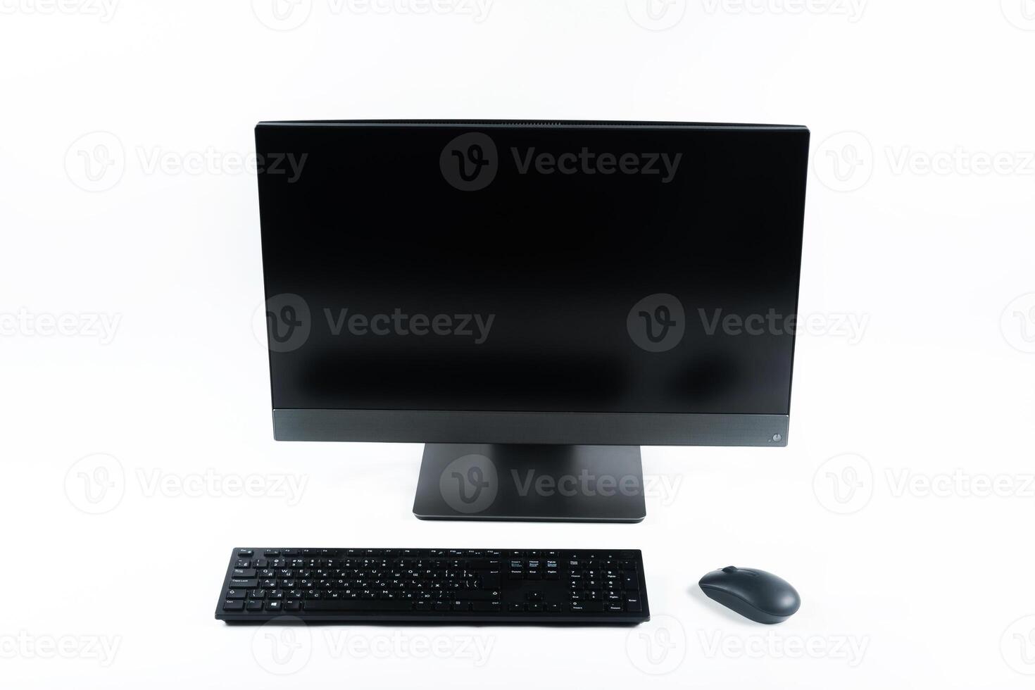 monoblock with keyboard and mouse on a white background.The computer is on white isolate photo