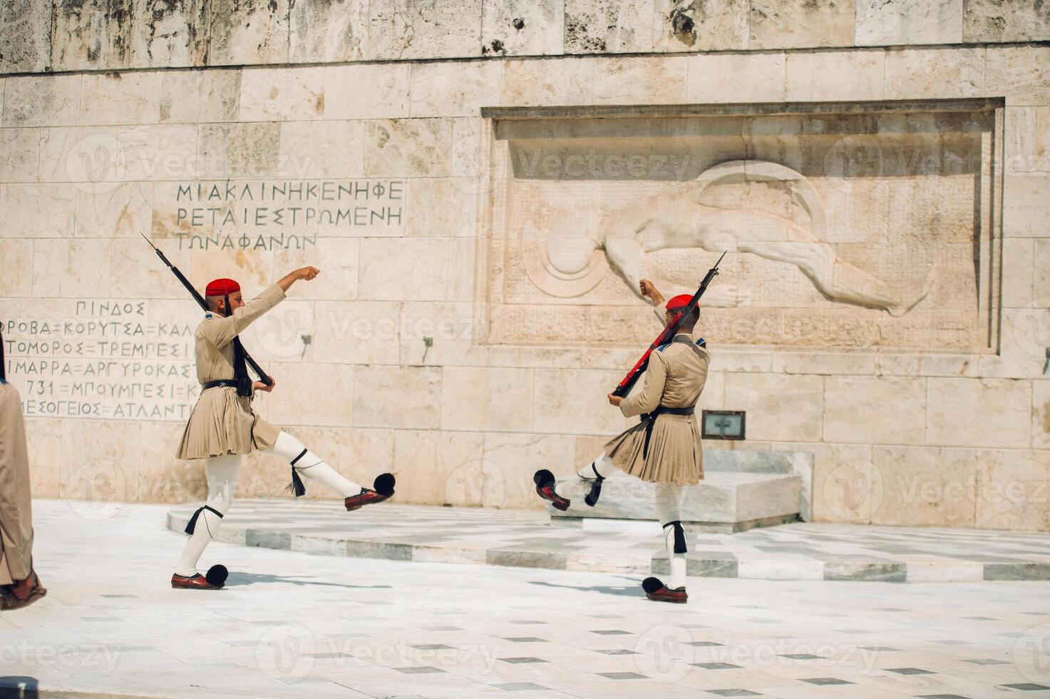the changing of the guard ceremony takes place in front of the Greek Parliament building.Greece.Athens photo