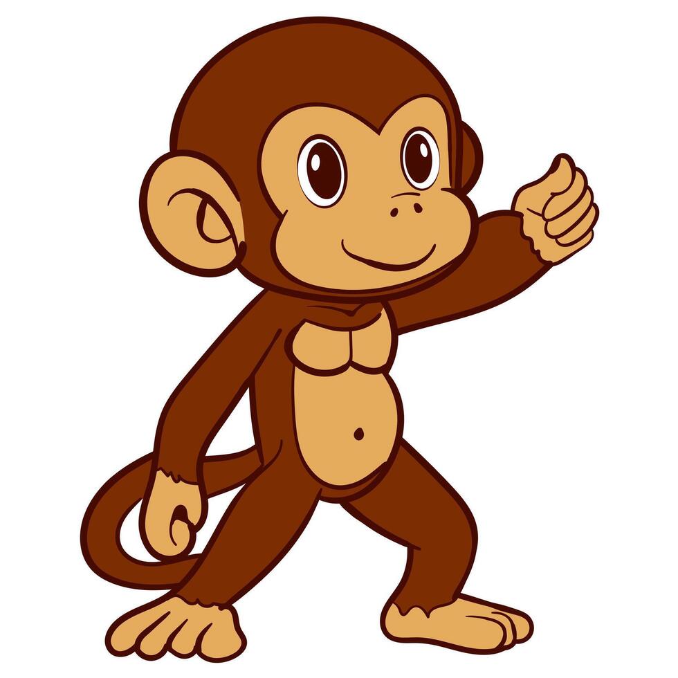 Friendly Cartoon Monkey Giving Thumbs Up Illustration vector
