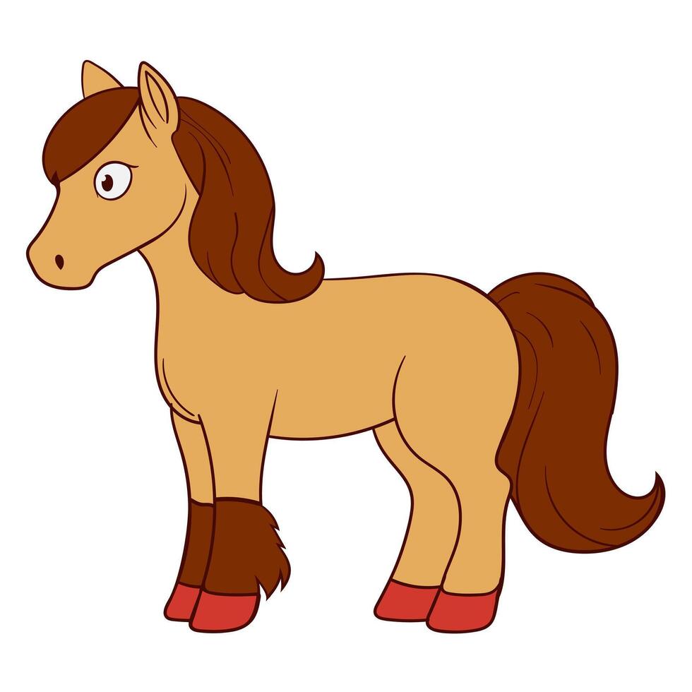 Cartoon Brown Horse with Red Hooves vector