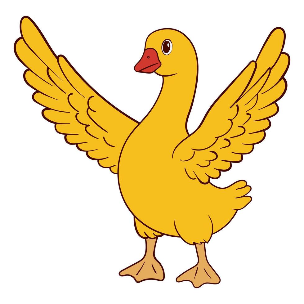 Charming Cartoon Goose with Outstretched Wings Illustration vector