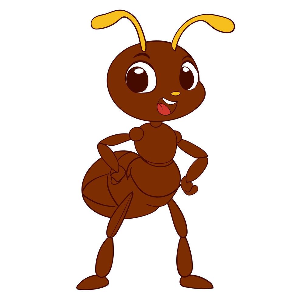 Confident Cartoon Ant with Hands on Hips Illustration vector