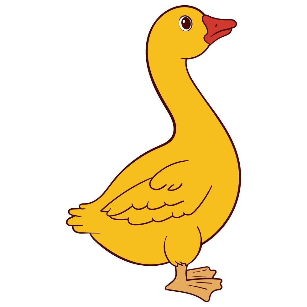 Standing Cartoon Goose with Long Neck Illustration vector