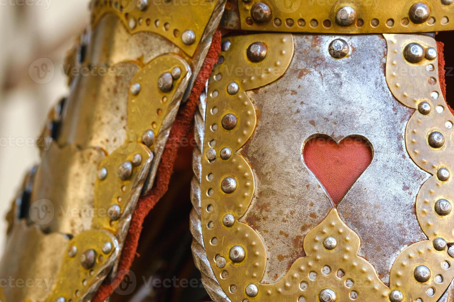 An ancient Knight's helmet with armor.A medieval concept photo