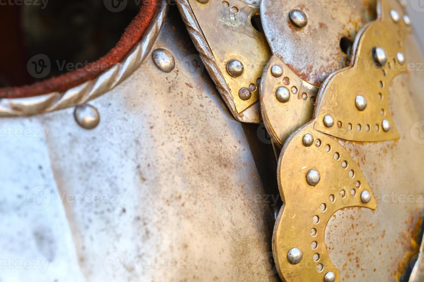 Parts of ancient knight's armor.Medieval concept photo
