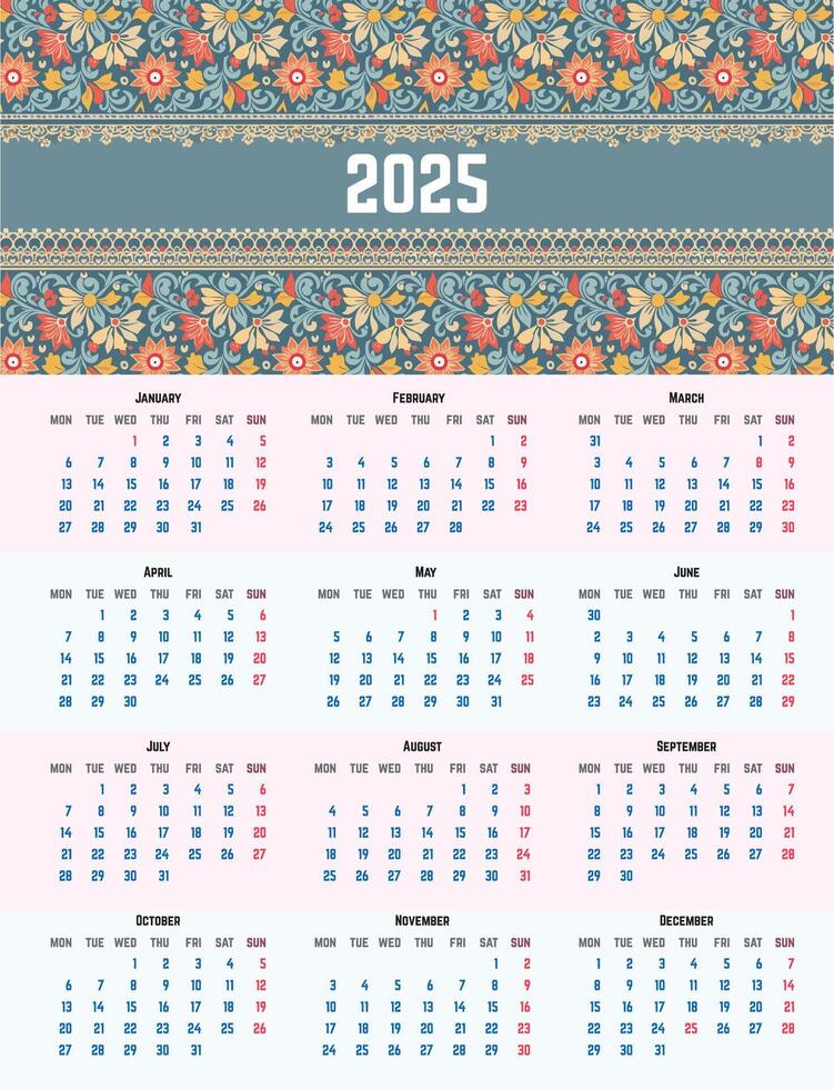2025 Calendar Design vector