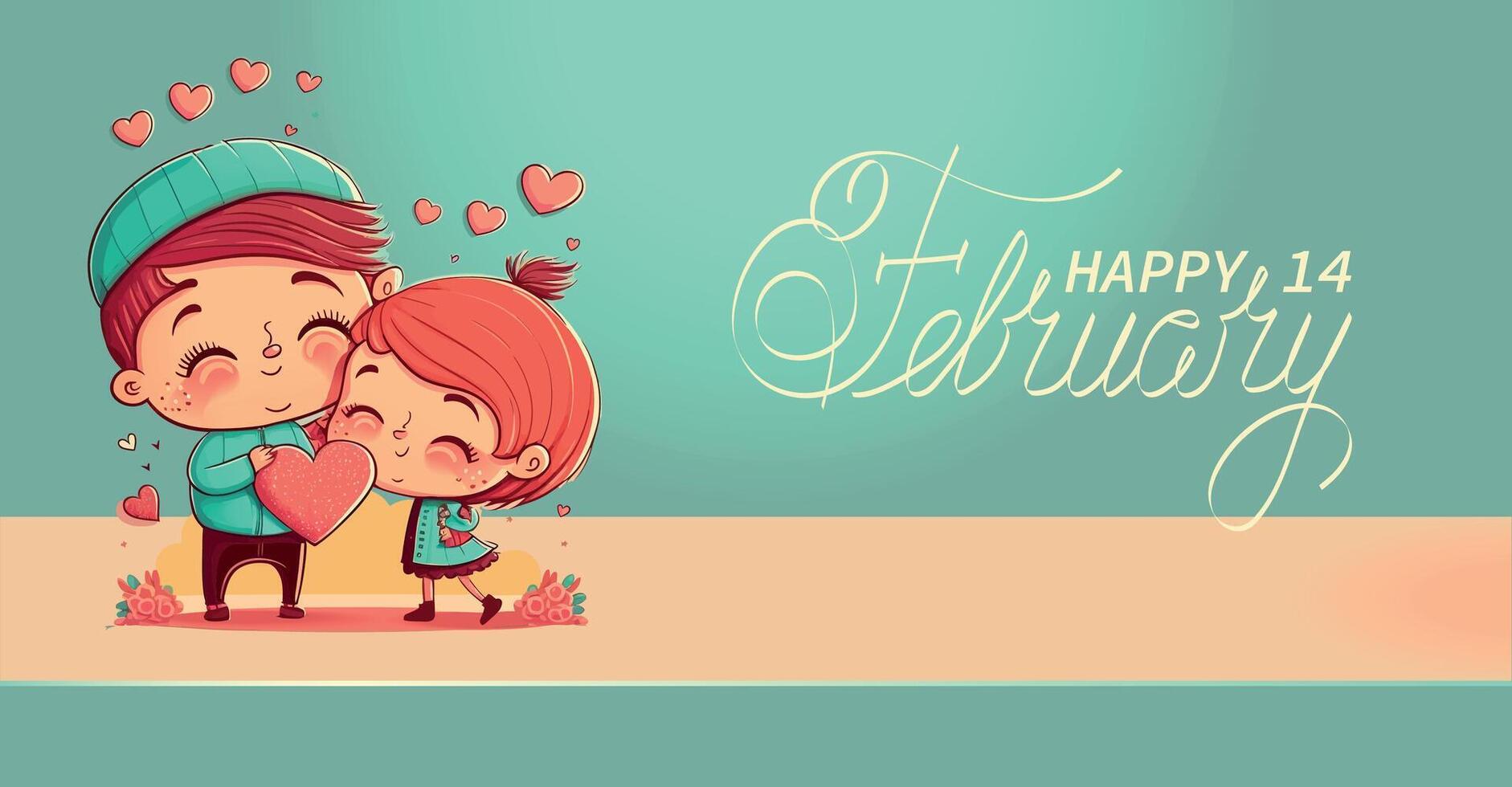 Cartoon couple in valentine day. Love, love story, relationship. Design concept for Valentines Day and other users vector
