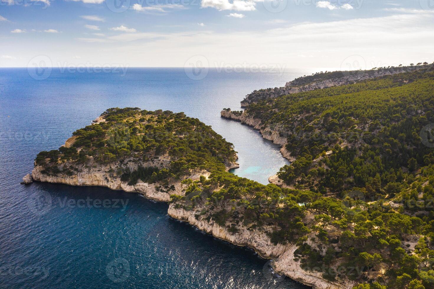 View of the Calanque de Port Mioux, one of the largest fjords between Marseille and Cassis, France photo