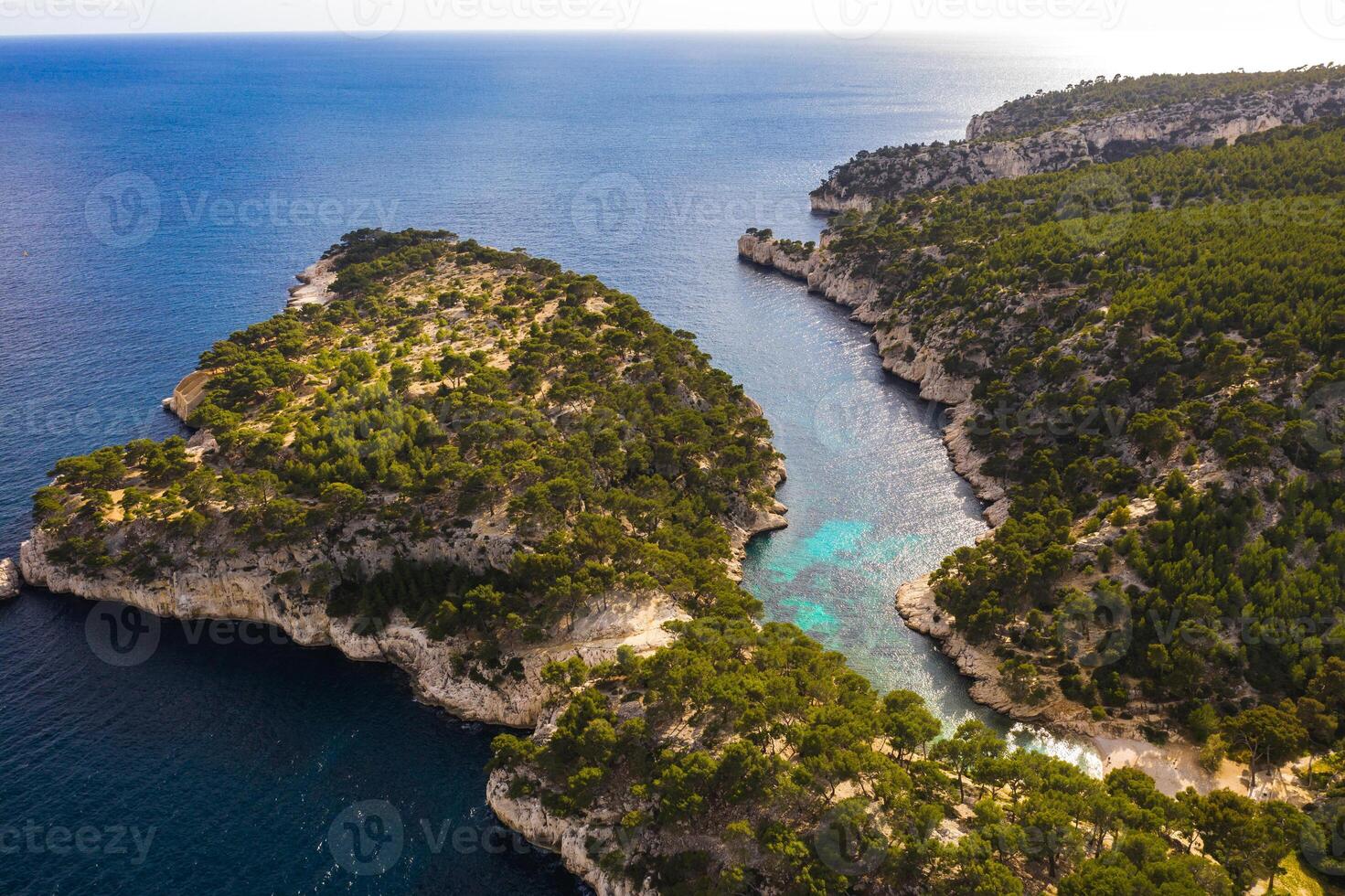 View of the Calanque de Port Mioux, one of the largest fjords between Marseille and Cassis, France photo