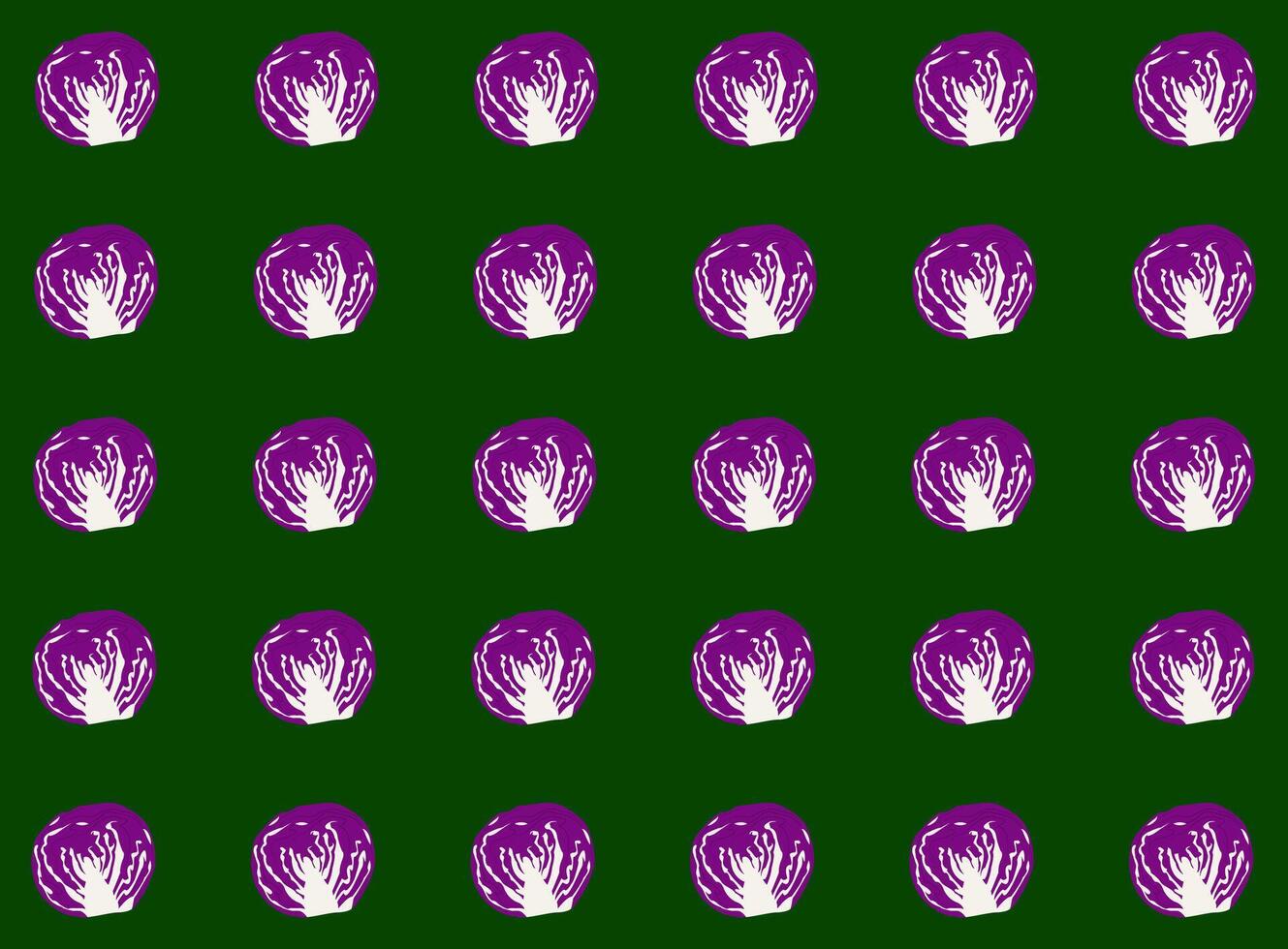 Enhance your designs with a seamless purple cabbage pattern on a green background, ideal for backgrounds, packaging, textiles etc. vector