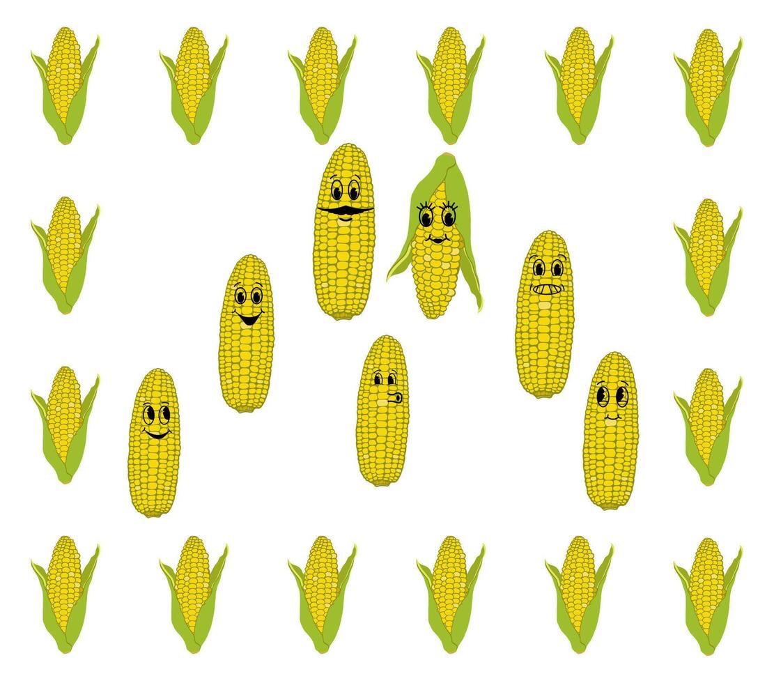 Cute corn icon scribble pattern on white background vector