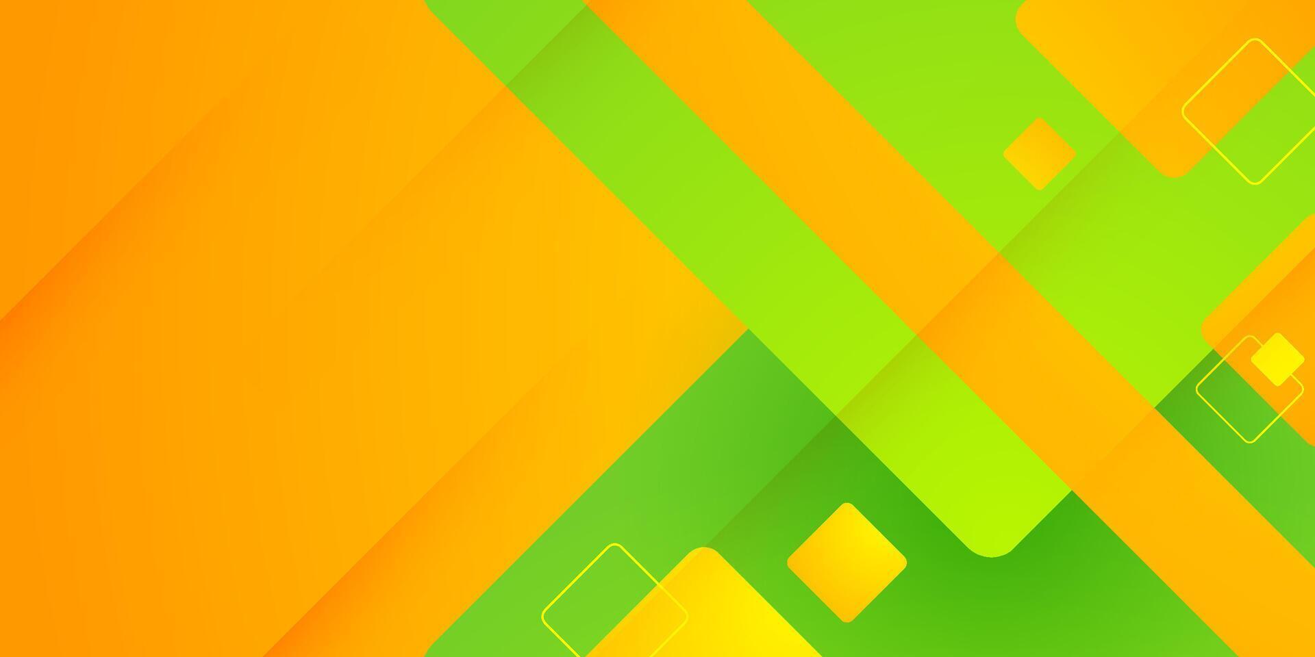 Abstract green and orange background. Overlap shapes with overlay lines pattern. Colorful background with shadow pattern design. vector