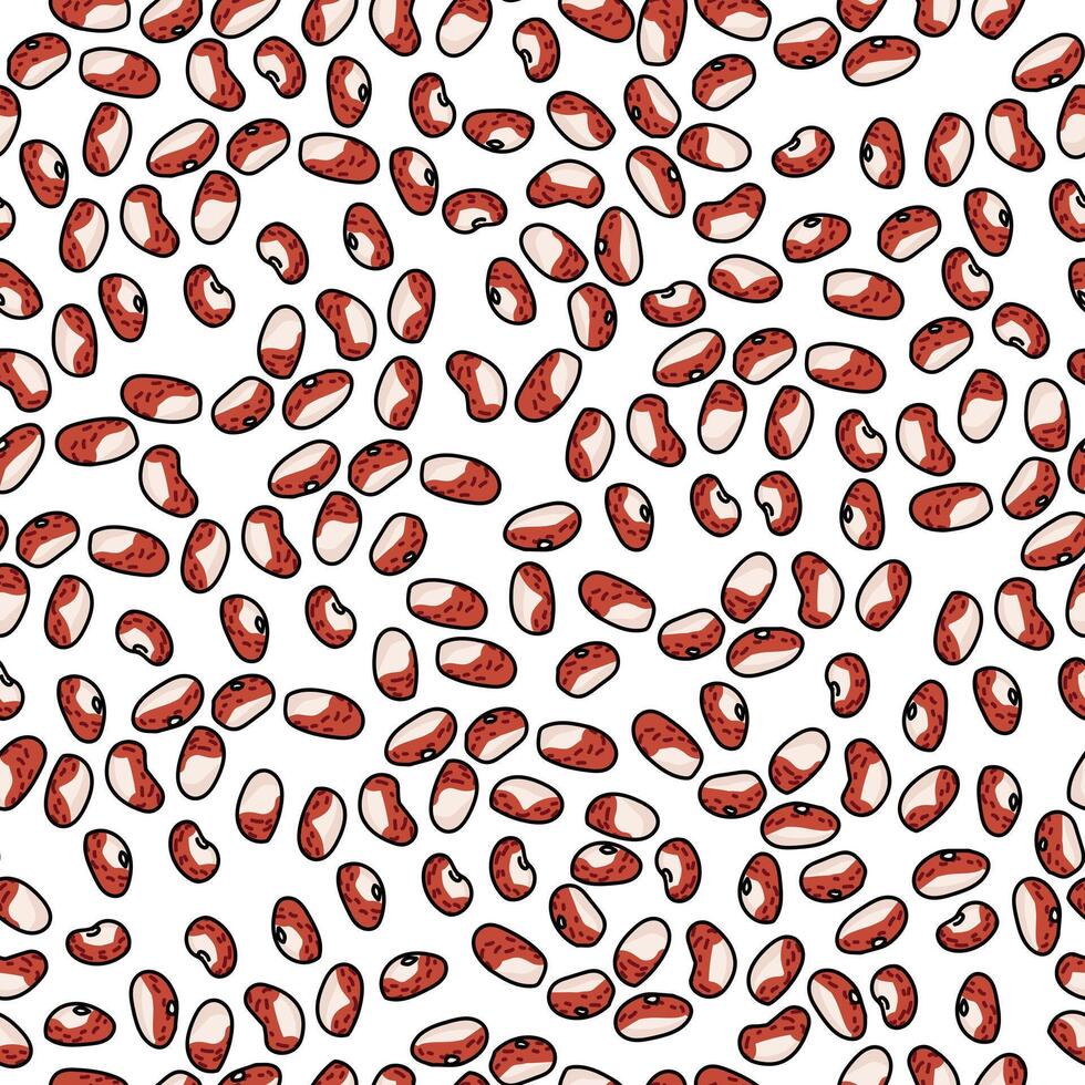 Spotted bean seeds seamless pattern with spots of various sizes on a white background, harvest of grains and legumes, nutritious vegetables vector