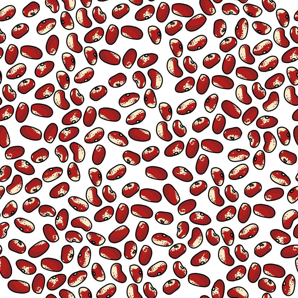 Seamless pattern of seeds of spotted beans without pod, brown and white beans on a light background vector