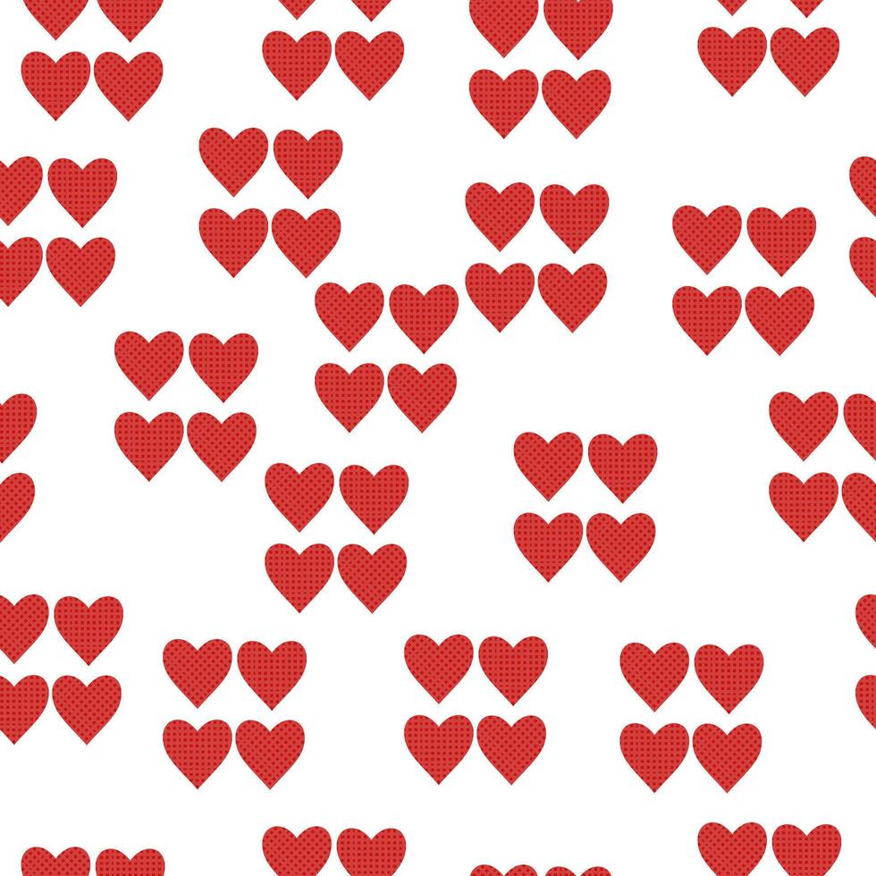 Seamless pattern of red hearts in a cage, two types of patterns and grouped by four elements illustration vector