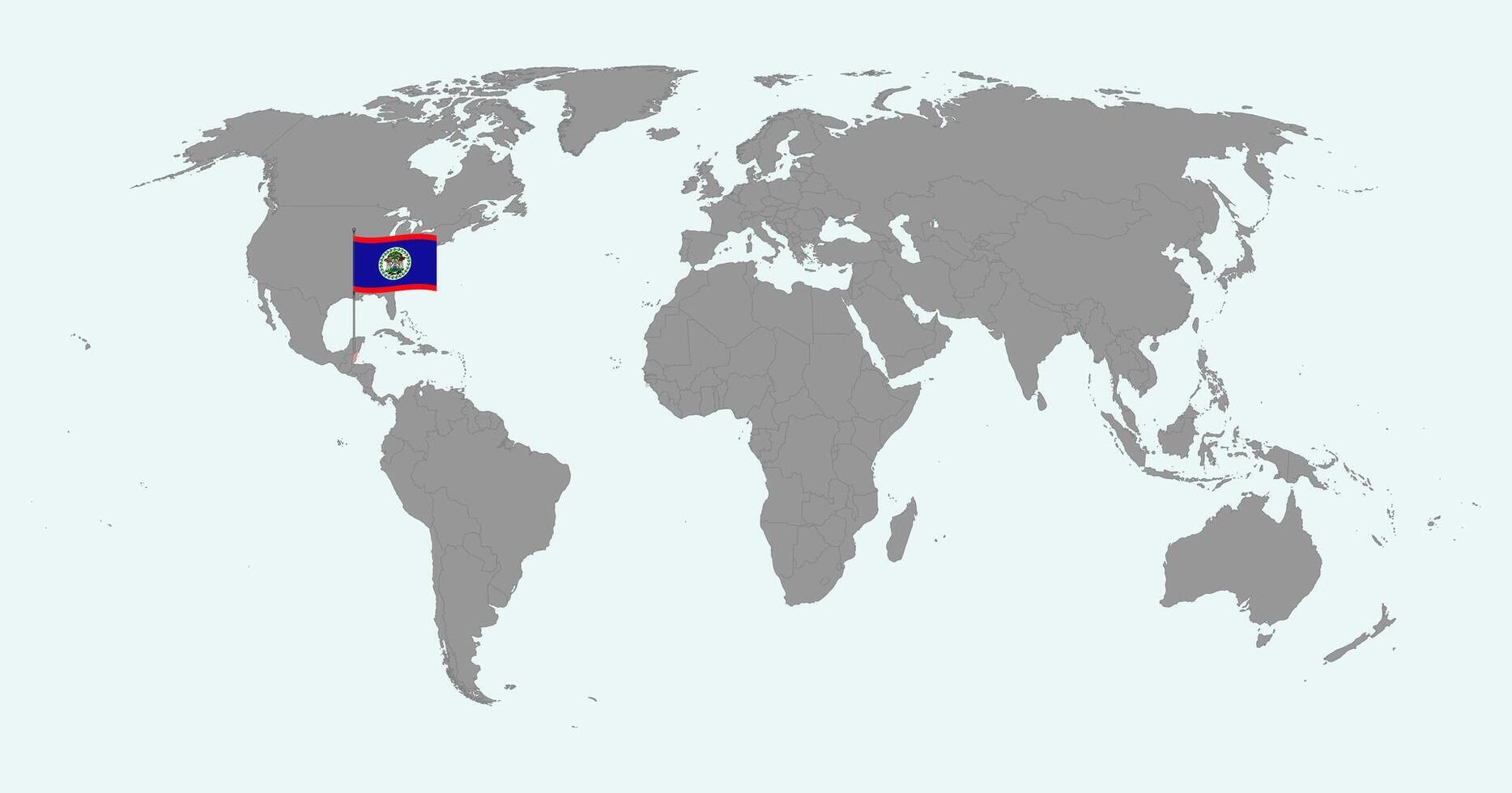 Pin map with Belize flag on world map. illustration. vector