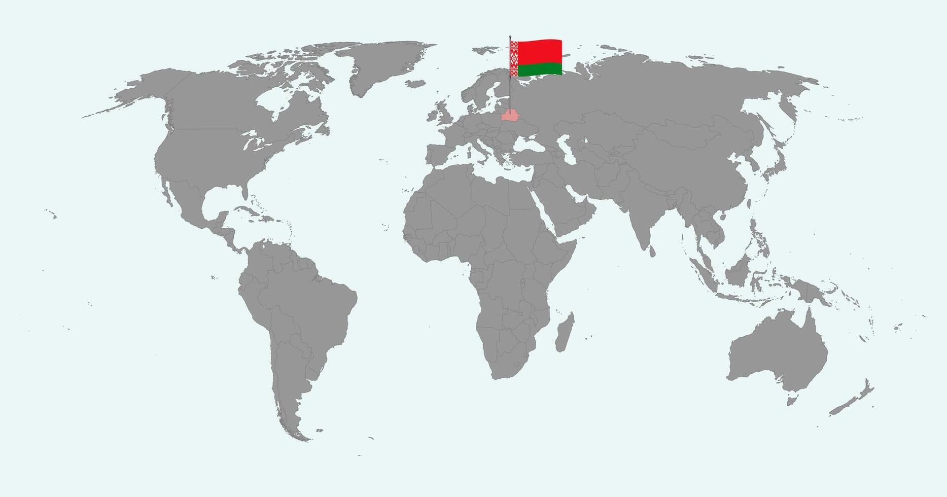 Pin map with Belarus flag on world map. illustration. vector