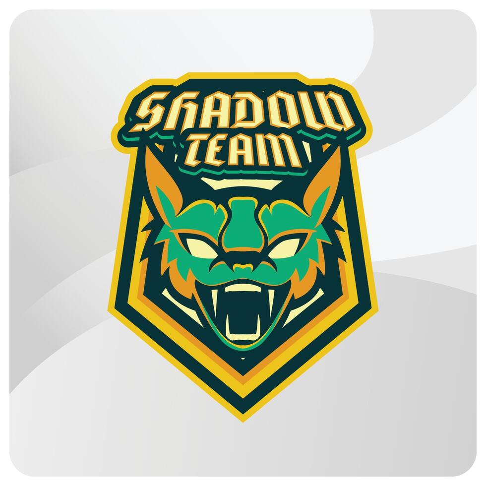 Editable Mascot Shadow Team Logo Fierce Cat in Isolated Background. Emblem for Teams vector