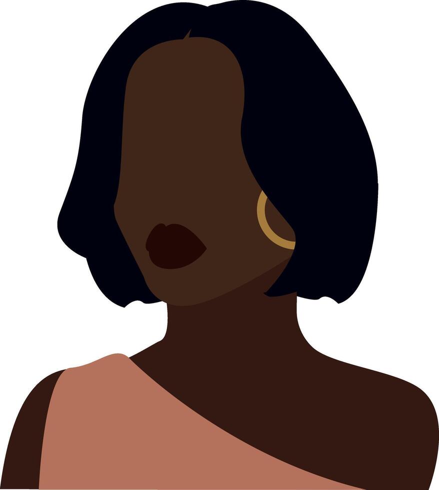 Minimalist black lady with bob vector