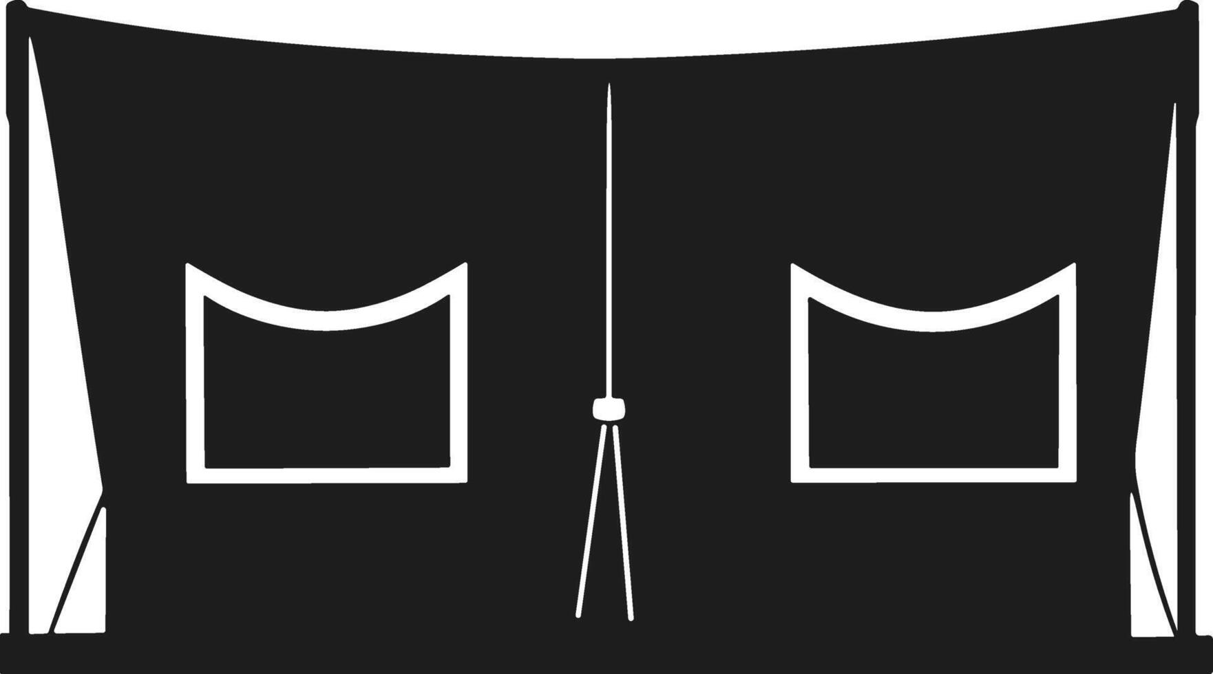 Black and White Camping Tent Silhouette vector