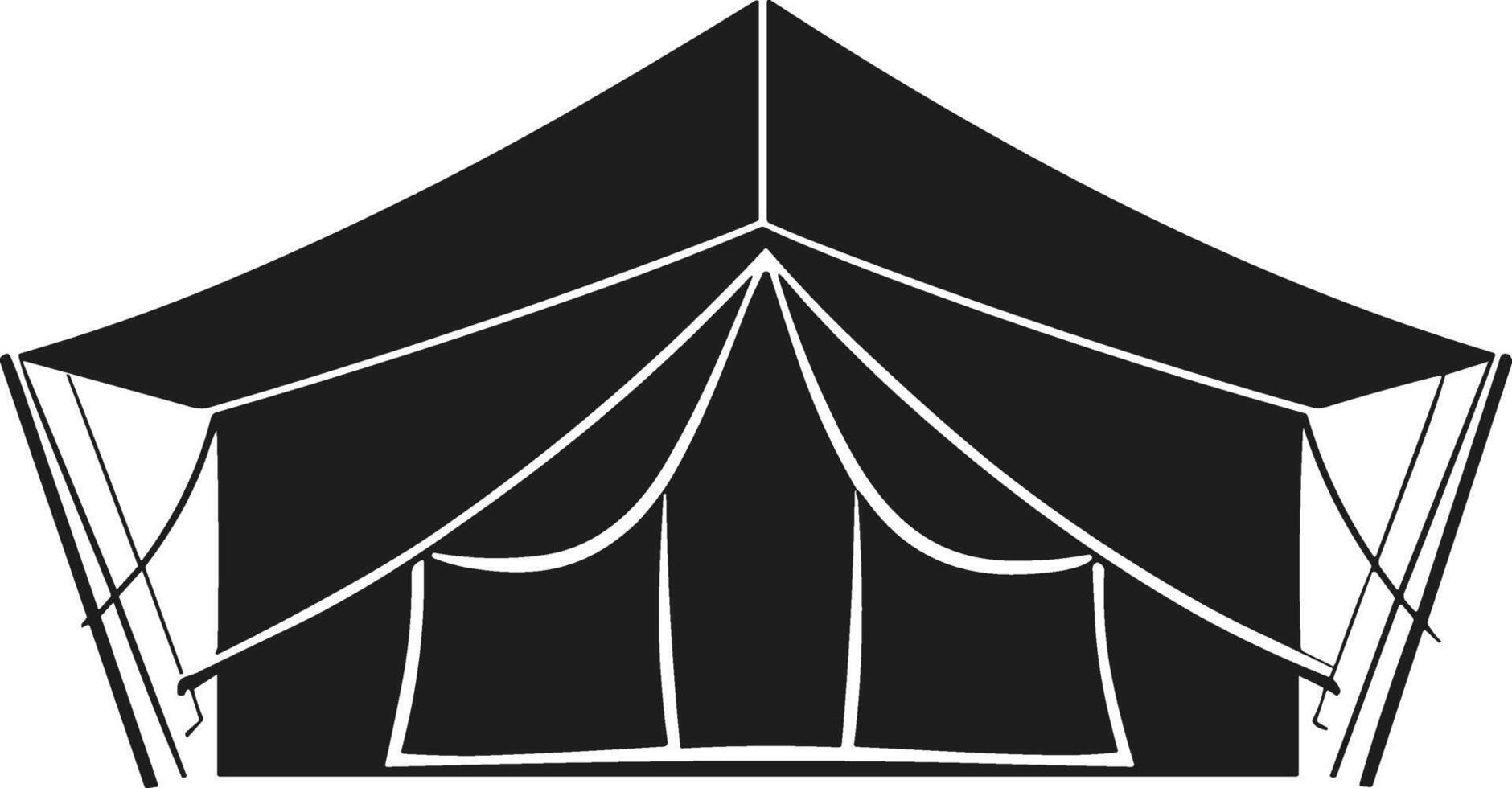 Black Silhouette of Camping Tent vector