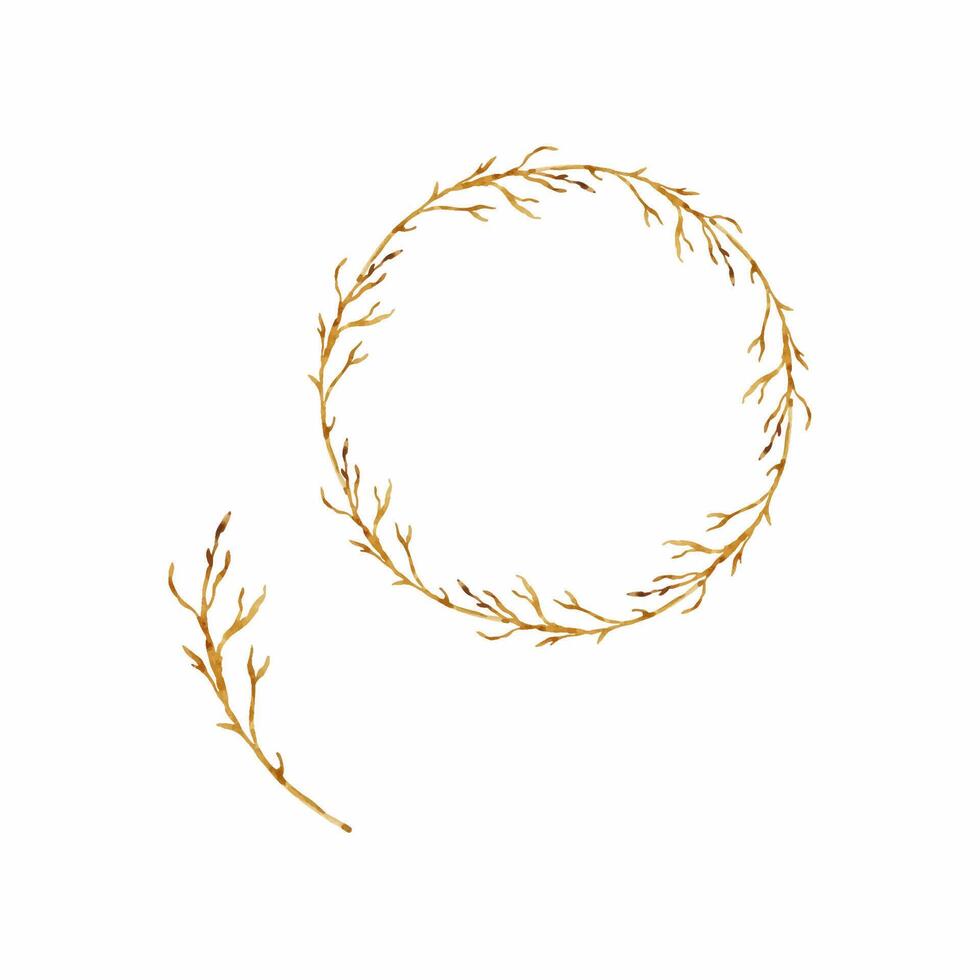 Autumn wreath with watercolor fall leaves vector