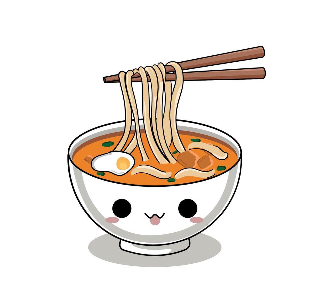 Bowl of Noodle with Chopsticks vector