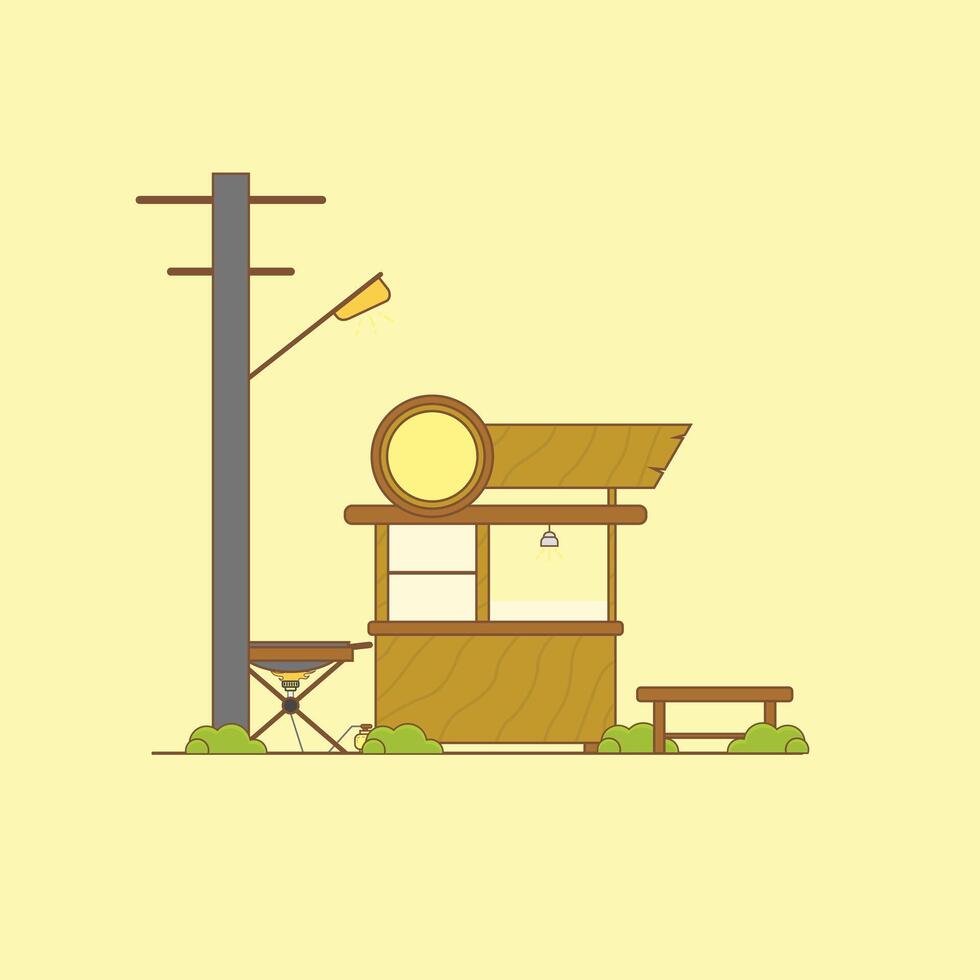 A cartoon illustration of a small food stand vector