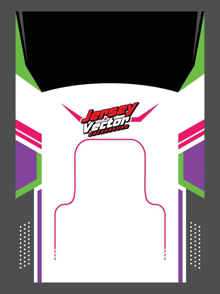 White background, pink and purple stripes, green and black shapes, jersey design. vector
