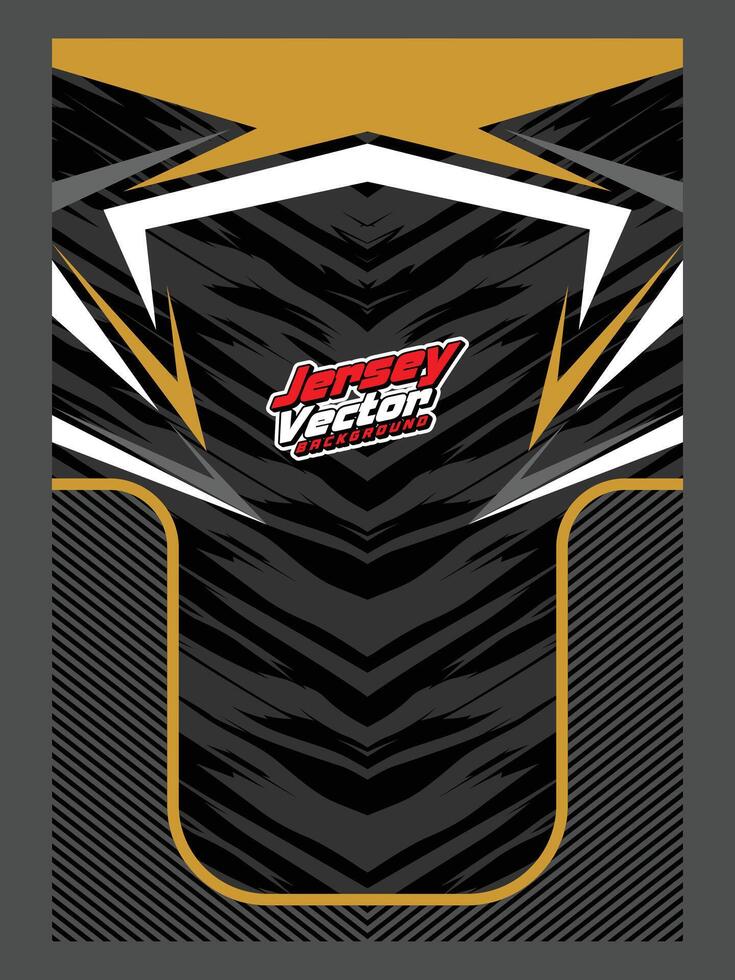 Jersey design template with black, gold and white elements. vector