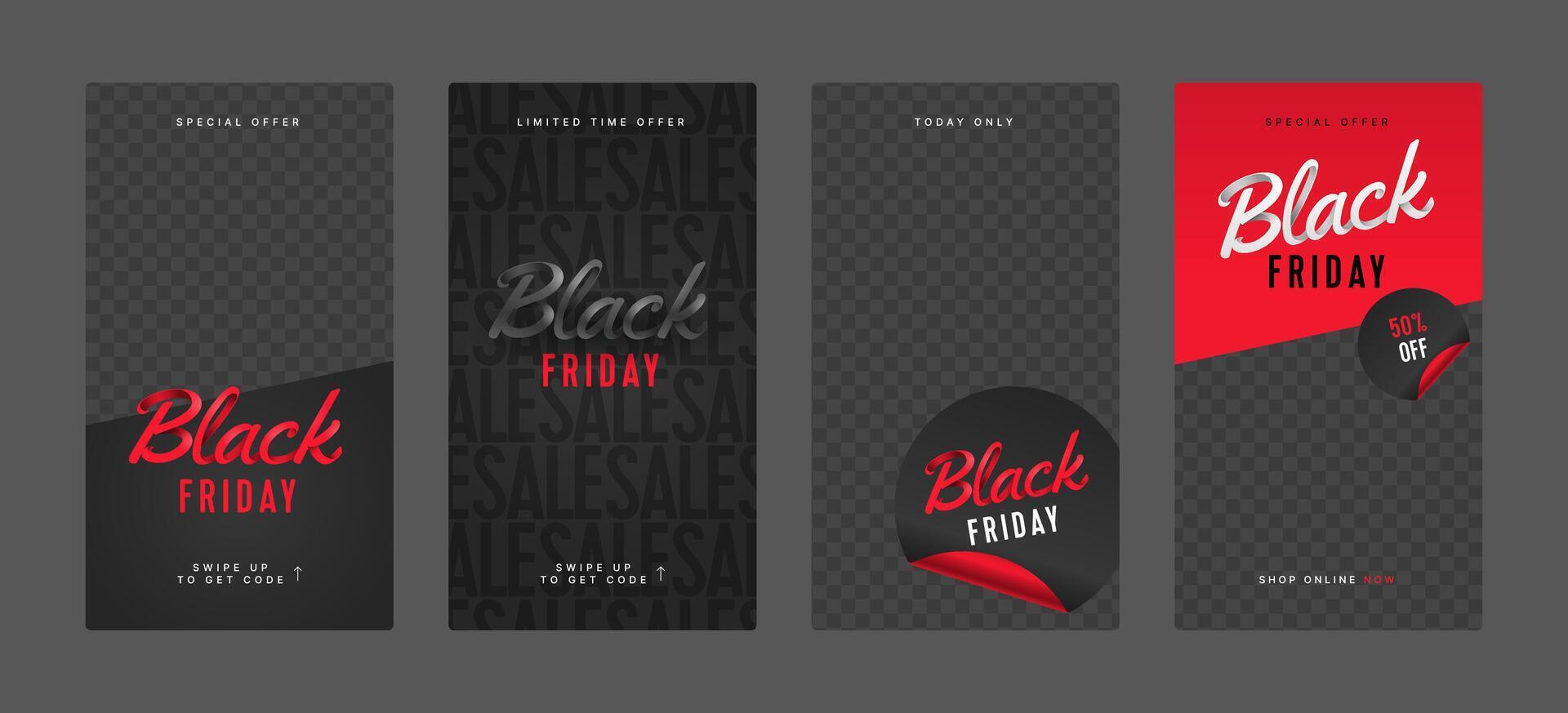 Black friday sale for social media. Screen backdrop for stories and post, mobile app, banners, cards. Stories template. vector