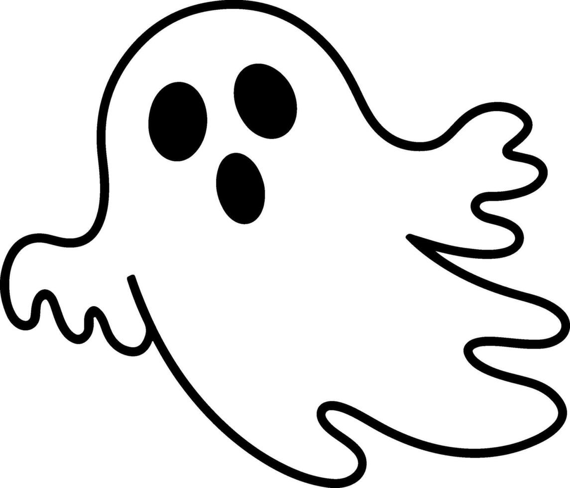Minimalist ghost outline with expressive features on white background vector