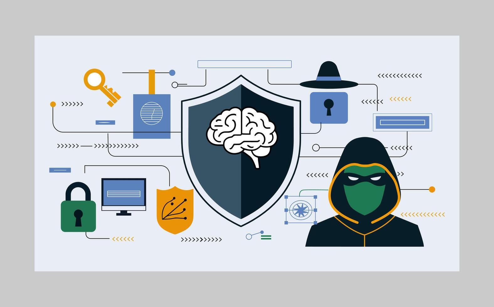 Cyber security concept. Illustration in flat design style. Data protection. vector