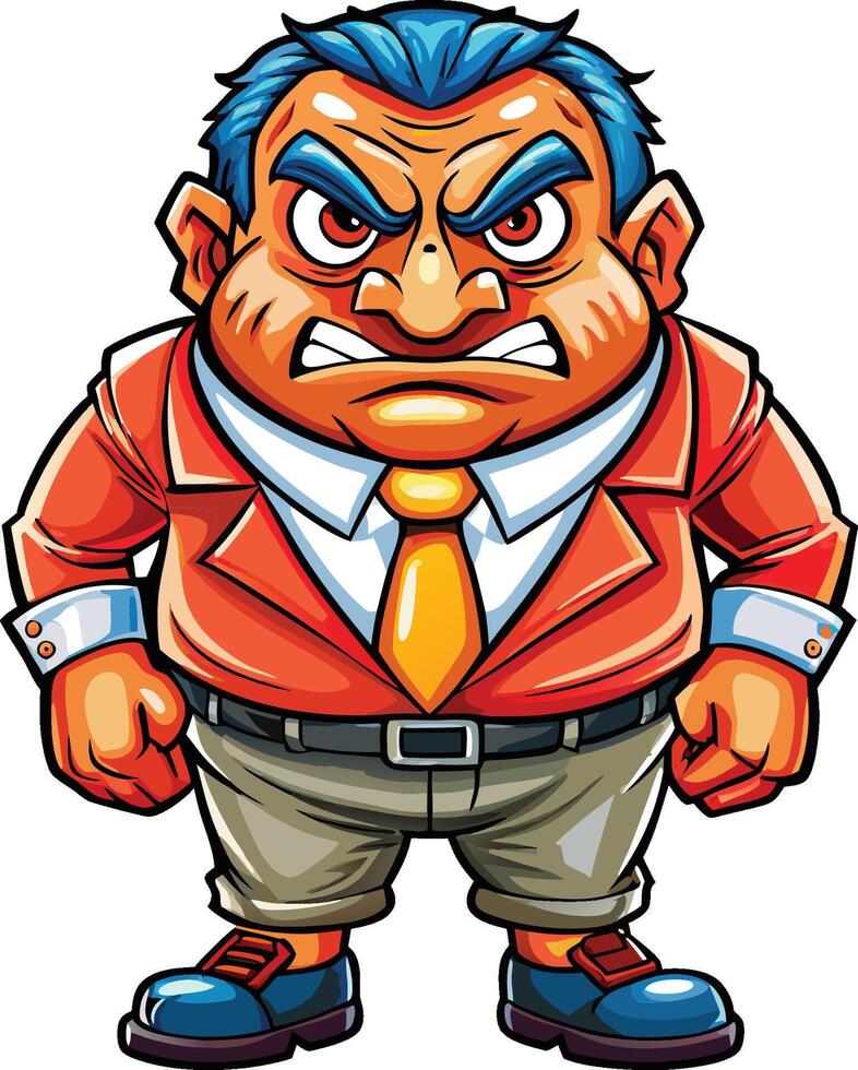 angry boss full body white background vector